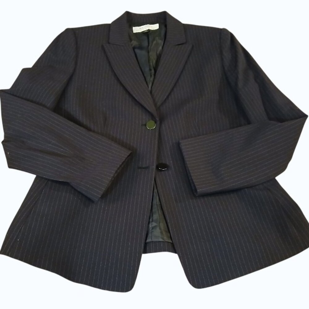 TAHARI Arthur S. Levine Black Pinstripe Professional Suit Blazer/Skirt EUC - Picture 7 of 16